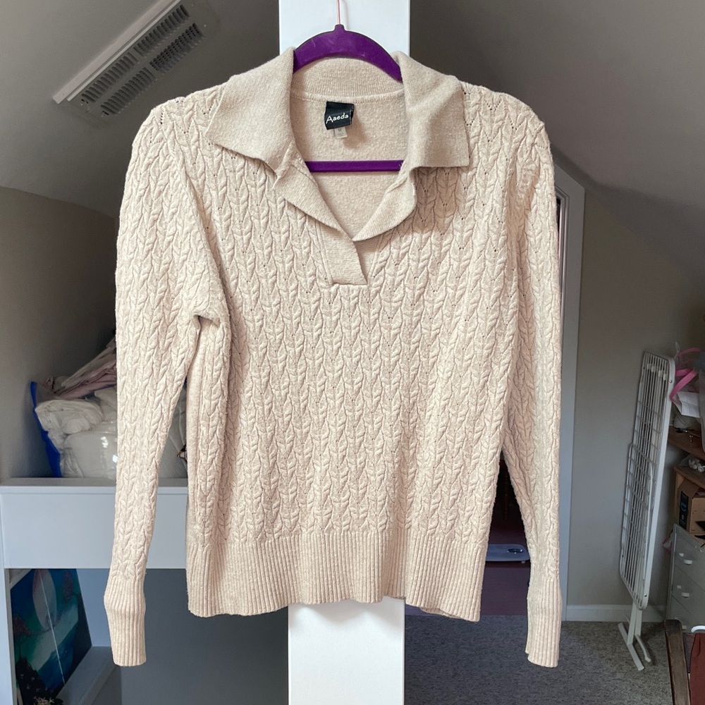 Alexa collared knit Cream Sweater